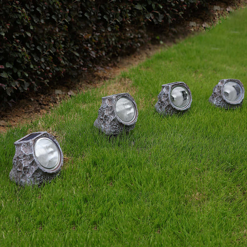 Solar Simulation Stone Lamp With Stake Super Bright Garden Landscape Lamp For Outdoor Courtyard Garden Decoration grey
