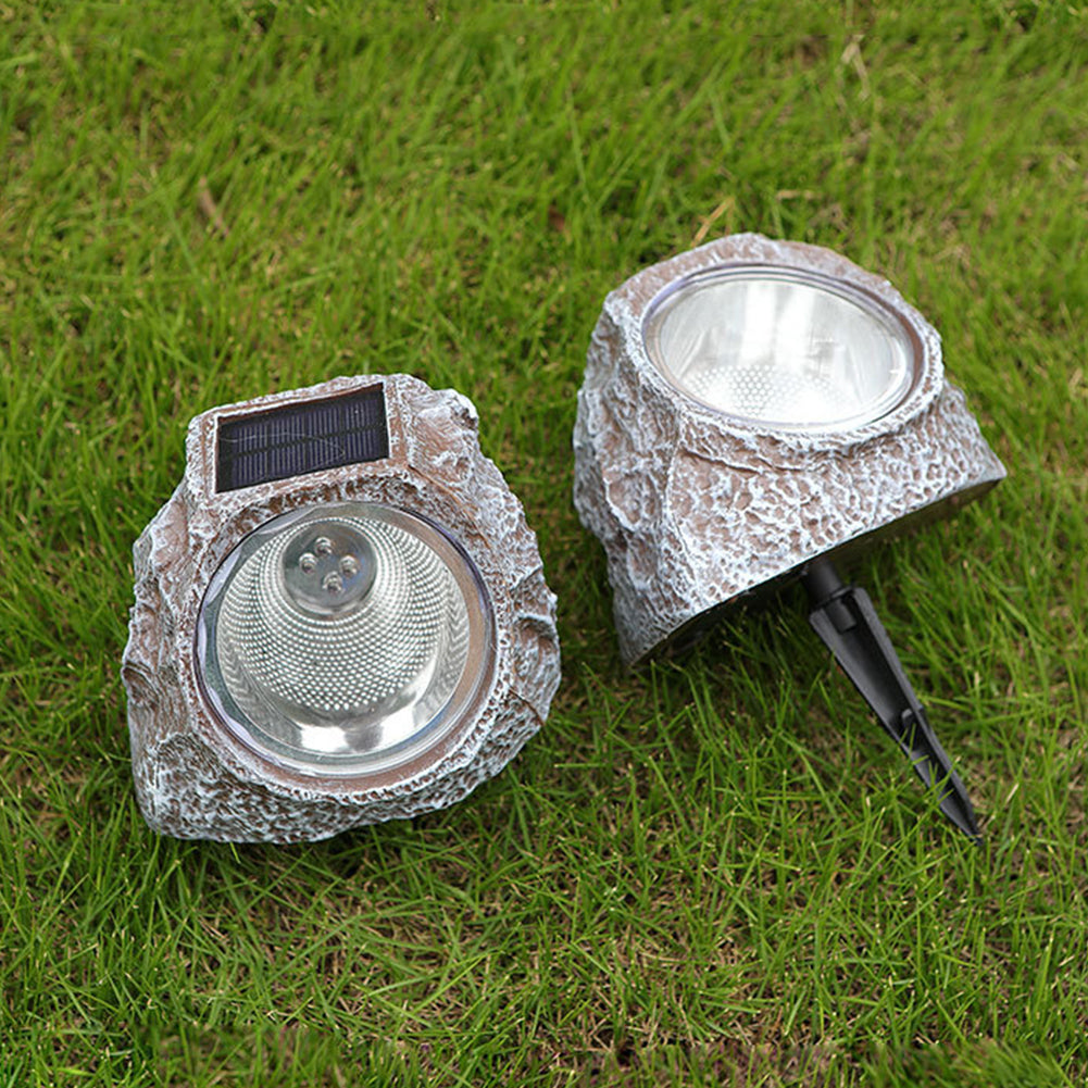 Solar Simulation Stone Lamp With Stake Super Bright Garden Landscape Lamp For Outdoor Courtyard Garden Decoration grey