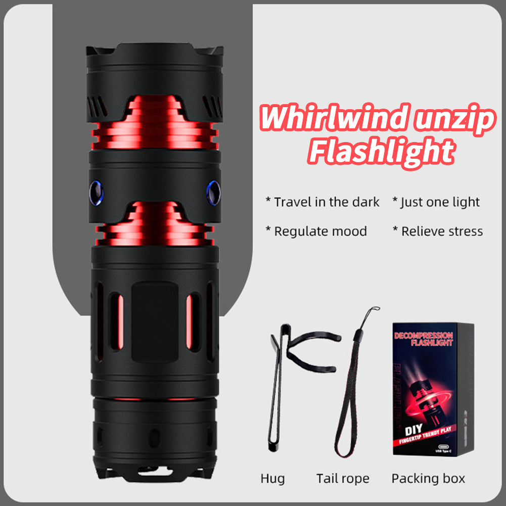 3W LED Mini Flashlight Spinning Gyro 5200LM Super Bright Rechargeable Strong Light Aluminum Alloy Torch Camping Lantern black