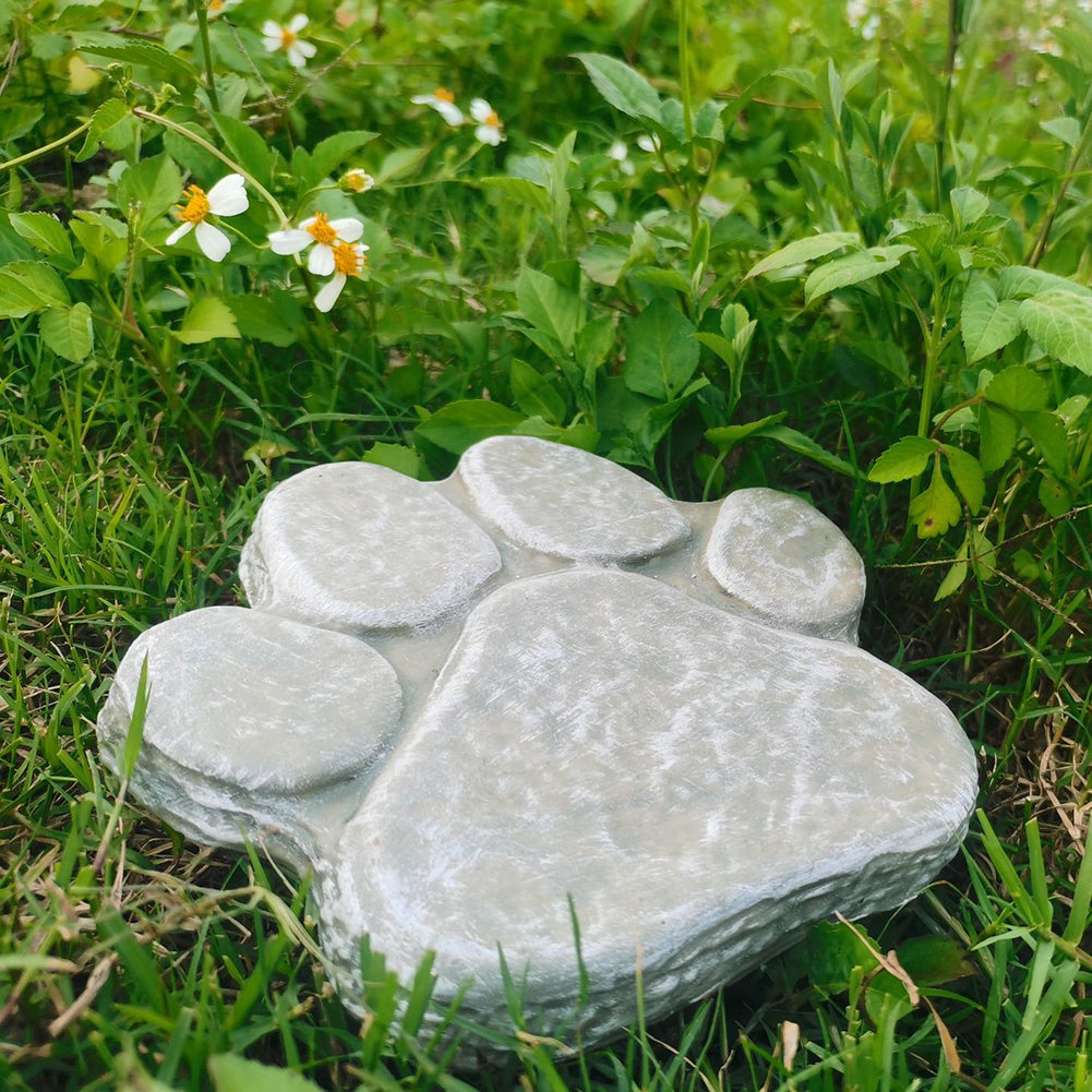 Outdoor Resin Pawprint Remembrance Tombstone With 4x3 Inch Personalized Picture Frame Pet Memorial Gifts For Lawn Backyard Courtyard gray product without words
