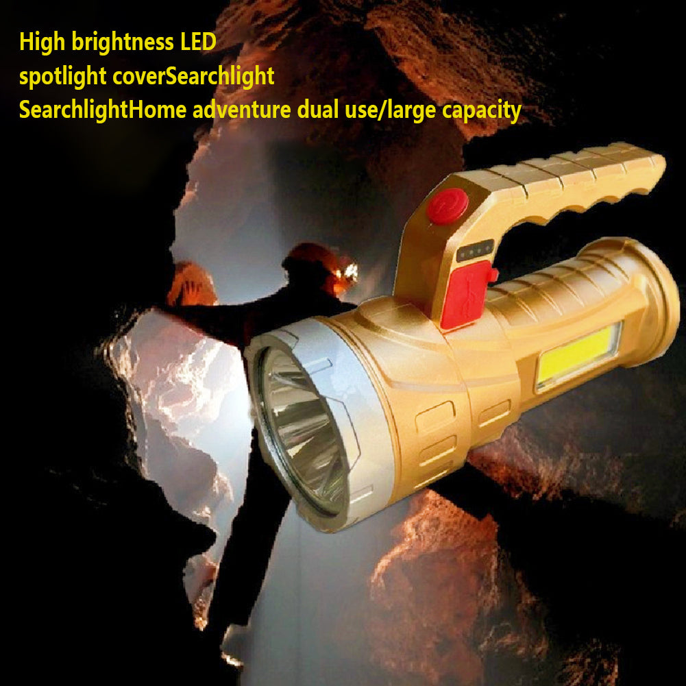 Powerful Handheld Flashlights With Handle 4 Different Modes Waterproof USB Rechargeable Handheld Searchlight For Camping Emergencies Hiking Blue