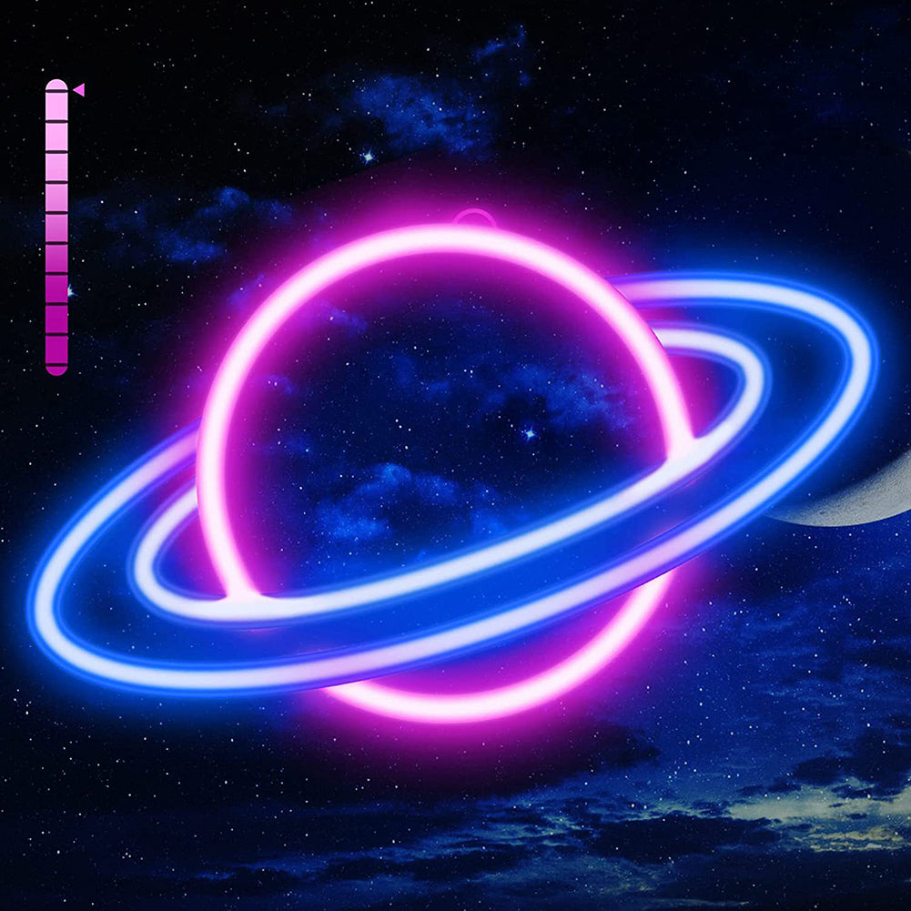 LED Neon Light Sign USB Charging Planet Shaped Energy Saving Neon Signs For Bar Pub Store Cafe Shop Party Club Restaurant Shop (22.4 x 23CM) 3D Planet Neon Lights