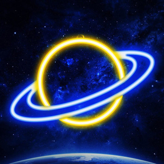 LED Neon Light Sign USB Charging Planet Shaped Energy Saving Neon Signs For Bar Pub Store Cafe Shop Party Club Restaurant Shop (22.4 x 23CM) 3D Planet Neon Lights