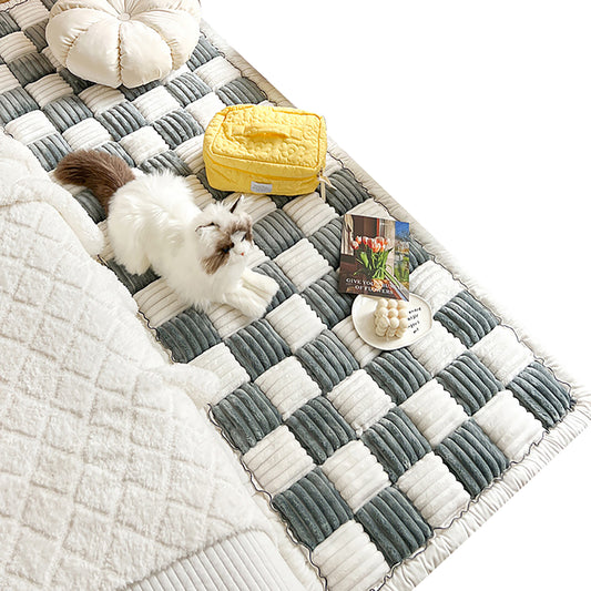 Funny Fuzzy Couch Cover Cream-Coloured Plaid Magic Sofa Protective Cover Anti-Slip Pet Mat Bed Grey 70x180cm