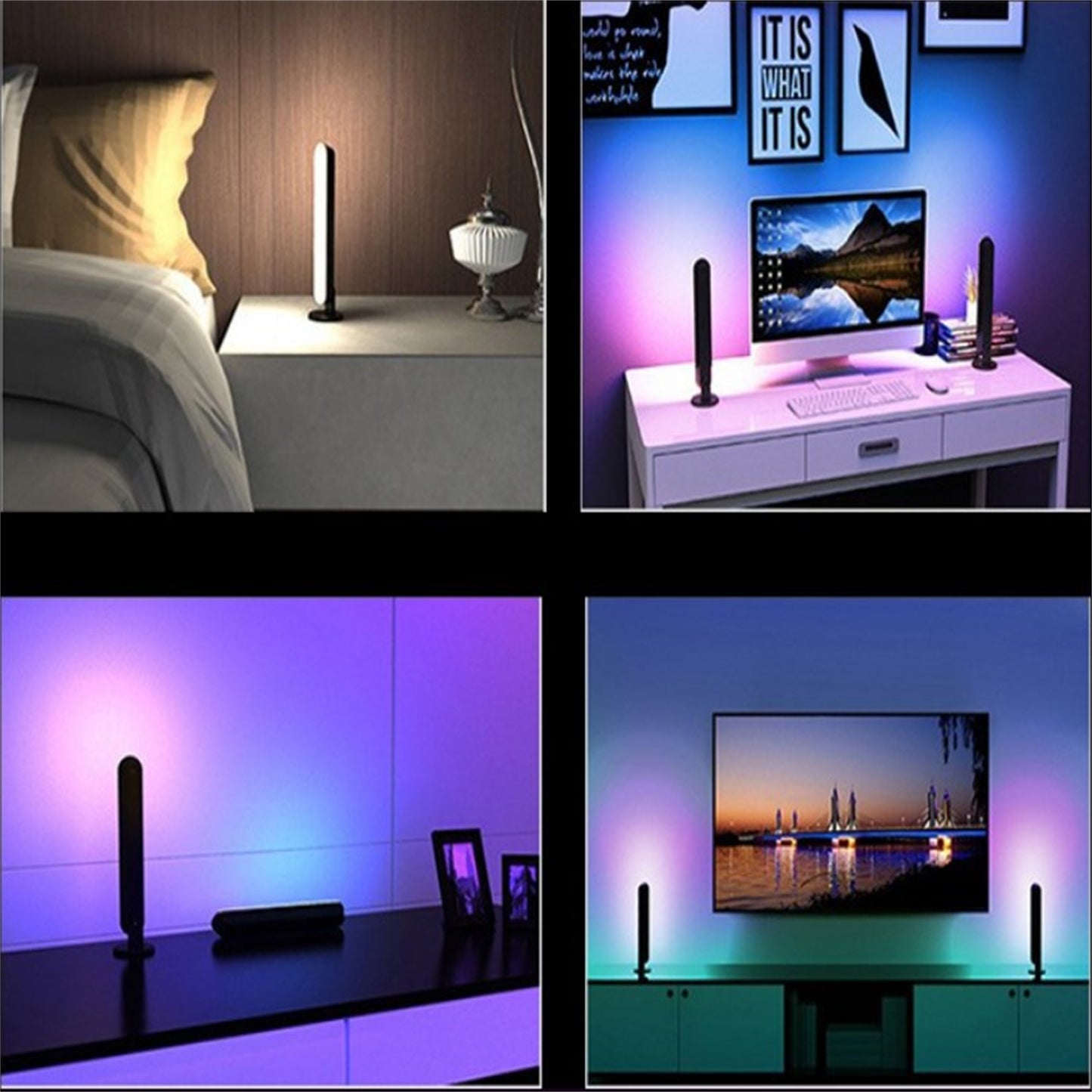 2pcs RGB Desktop Lamp With Remote Control 5V LED Night Lights Suitable For Gaming TV Bedroom Decoration 2 pack
