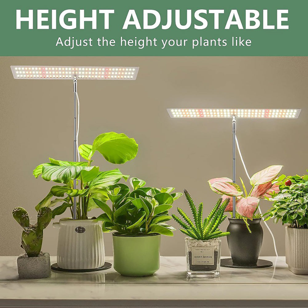 10W 120LEDs Plant Growth Lamp IP54 Waterproof Auto On/Off Adjustable Brightness Height LED Full Spectrum Plant Light Telescopic pole light+Base US Plug