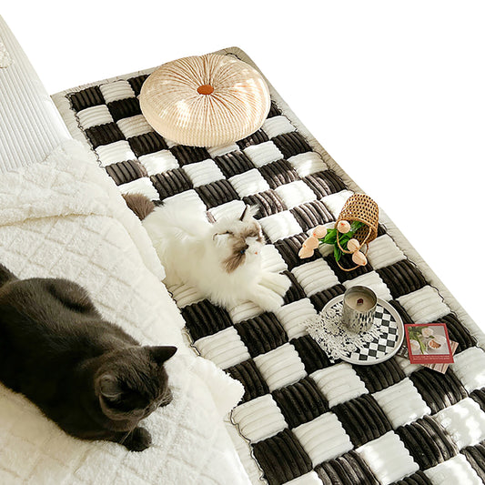 Funny Fuzzy Couch Cover Cream-Coloured Plaid Magic Sofa Protective Cover Anti-Slip Pet Mat Bed Black 70x210cm