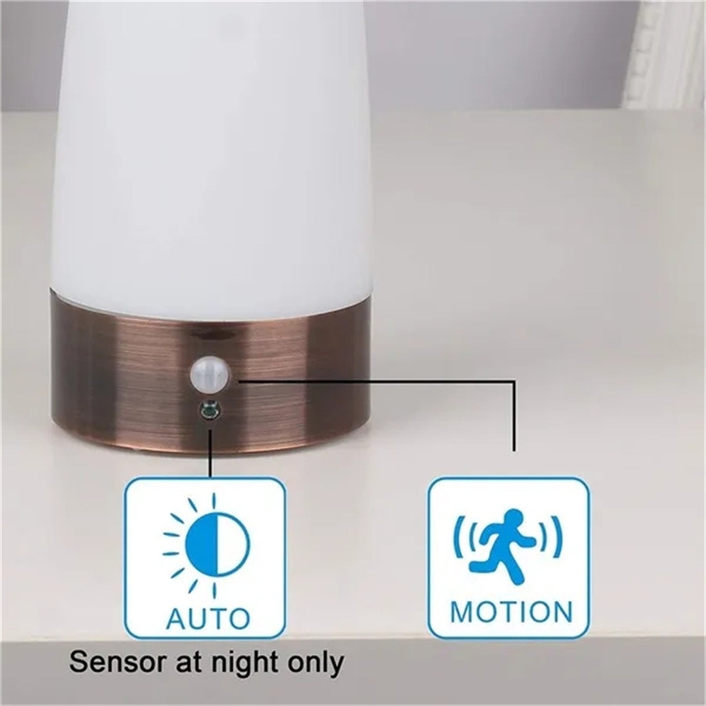 Wireless PIR Motion Sensor LED Night Light Battery Operated Table Lamp Smart Bedside Lamp For Home Decor Bedroom Bathroom round