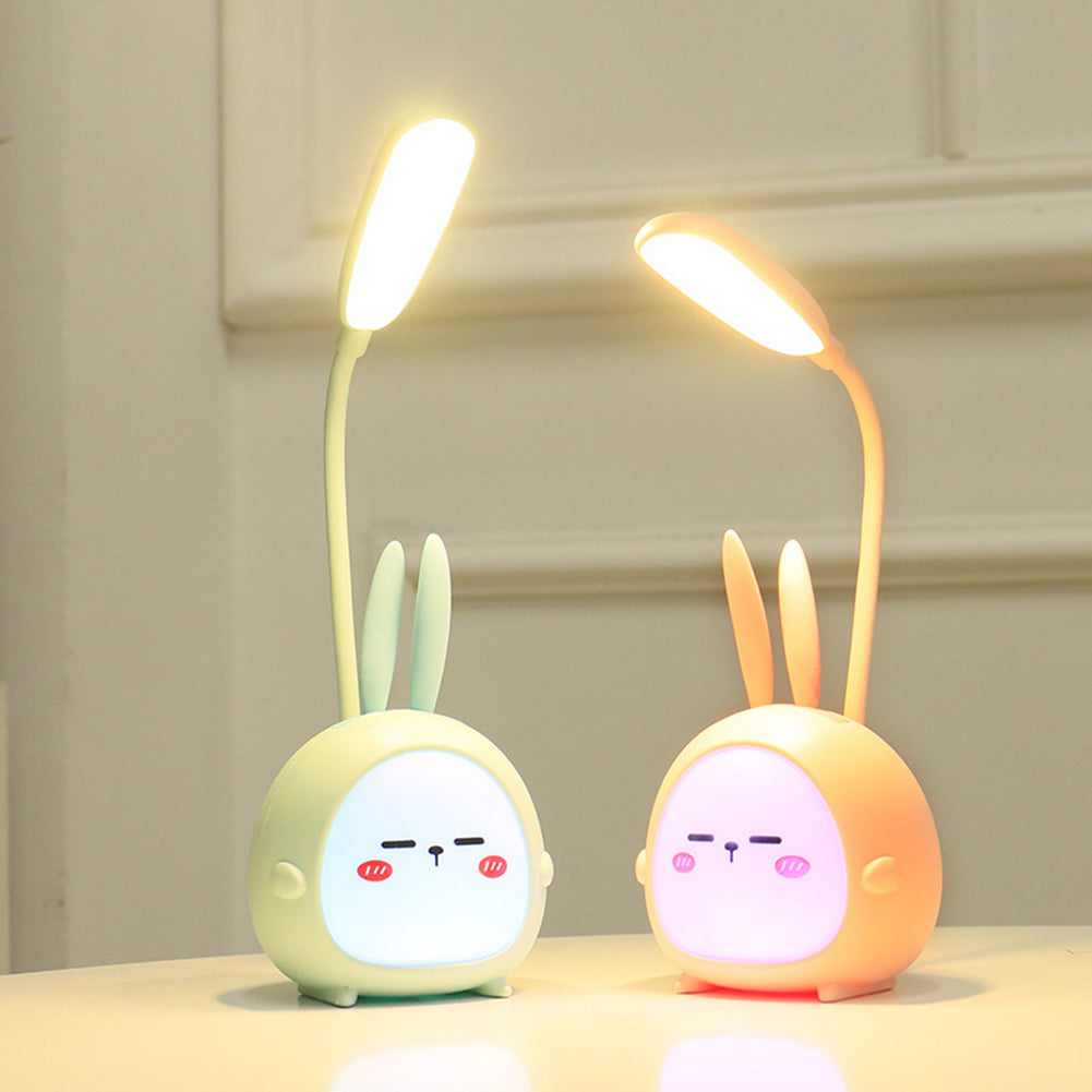 Portable LED Table Lamps 3 Lighting Modes Cartoon Deer Eye Protection USB Charging Reading Desk Light Night Light green lamb