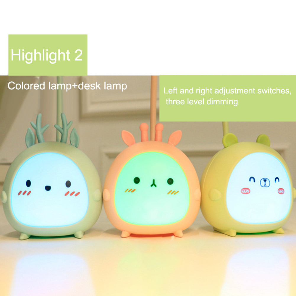 Portable LED Table Lamps 3 Lighting Modes Cartoon Deer Eye Protection USB Charging Reading Desk Light Night Light blue lamb