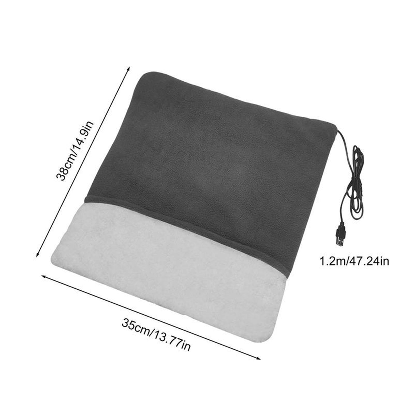 Feet Warming Mat USB Charging Winter Soft Plush Foot Warmer Heater Feet Warming Mat For Men Women 38 x 35cm dark gray