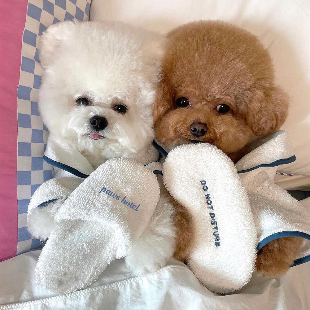 Hotel Style Pet Bath Towel Bathrobe With Eye Mask Slippers Soft Comfortable Pet Clothes Photo Props Holiday Gifts For Dogs hotel style bath towel S (chest circumference 41cm)