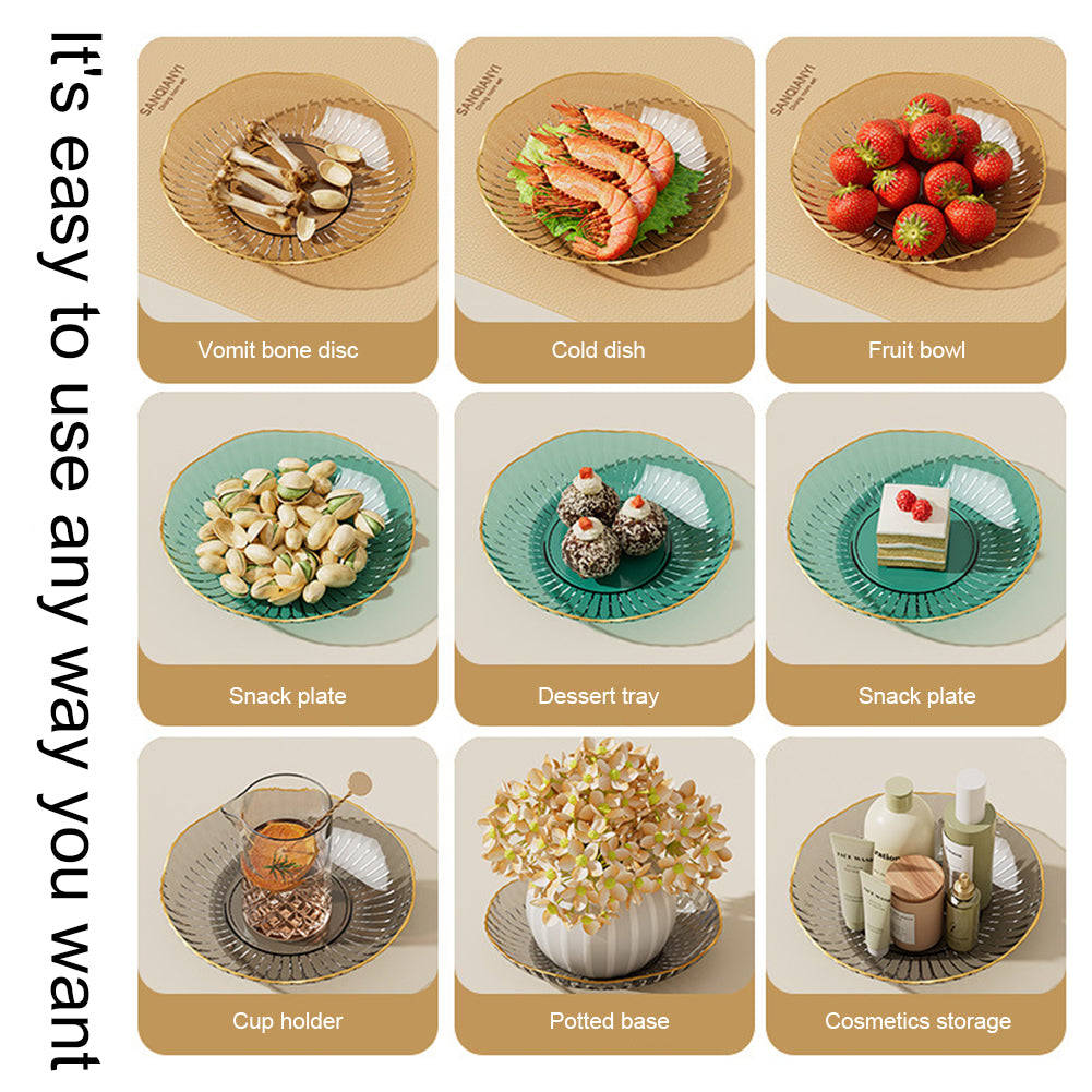 8pcs Serving Plate Bowls Gold Rim Transparent Tray For Weddings Upscale Parties Dessert Table Cupcakes Transparent black