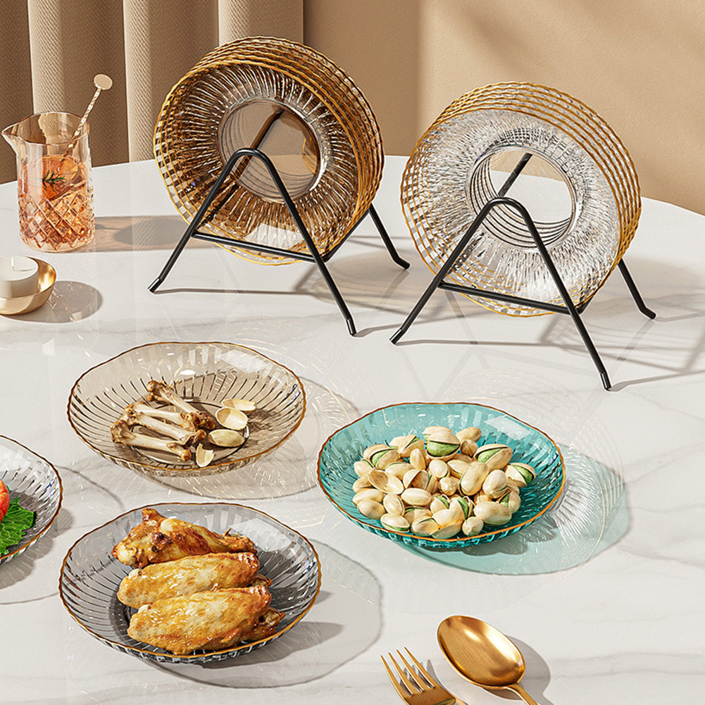 8pcs Serving Plate Bowls Gold Rim Transparent Tray For Weddings Upscale Parties Dessert Table Cupcakes Transparent black