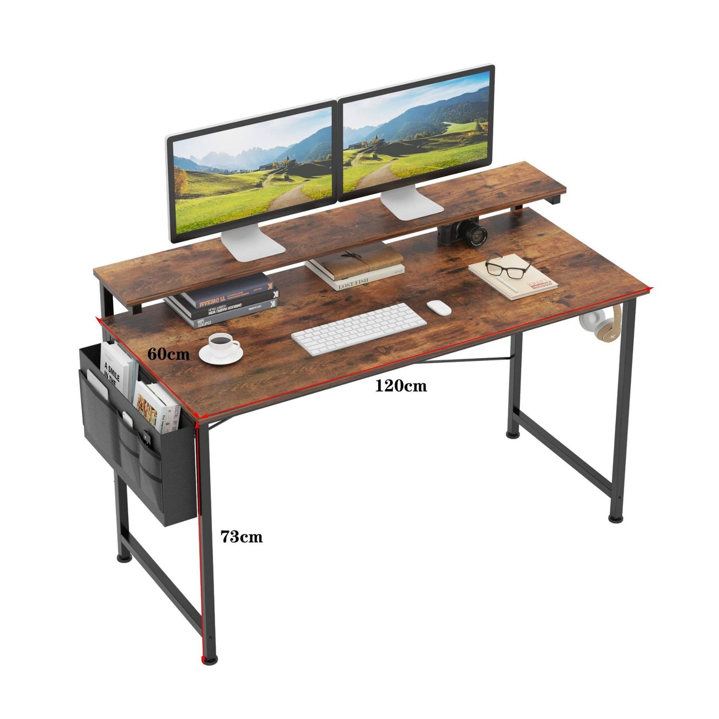 Simple Computer Desk With Side Pocket Modern Minimalist