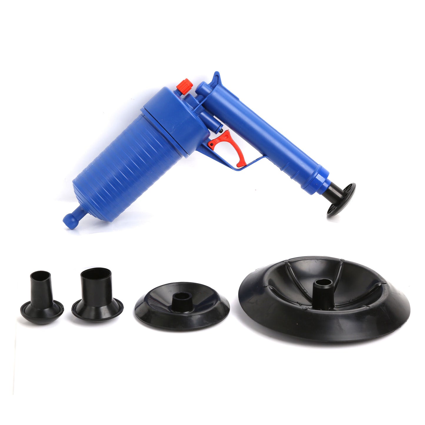Power Toilet Plunger Set Air Drain Blaster Bellows Plunger With 4 Sizes Suction Cups Natural Rubber Cleaner Pump Dark blue