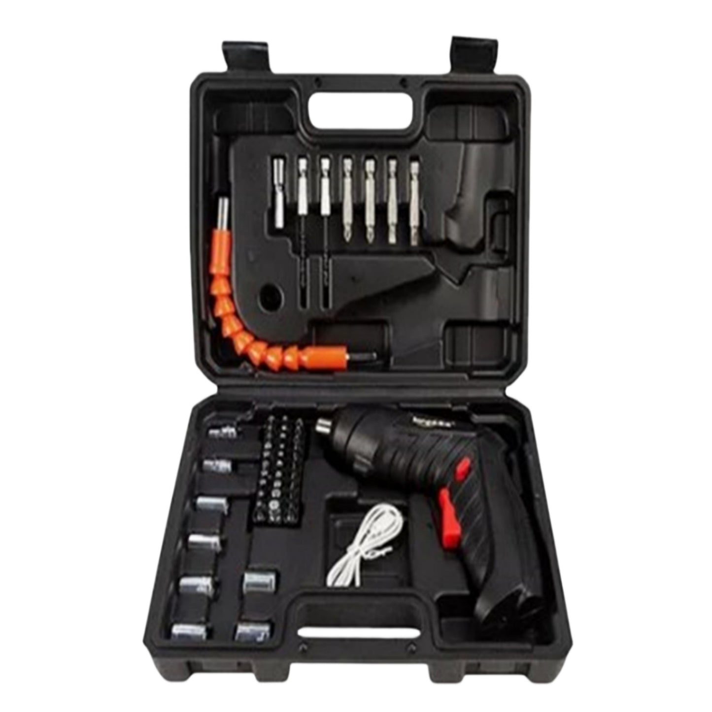 47PCS 3.6v Electric Screwdriver Set 1800mah Battery Powered Portable Cordless Power Screwdriver with LED Light Black