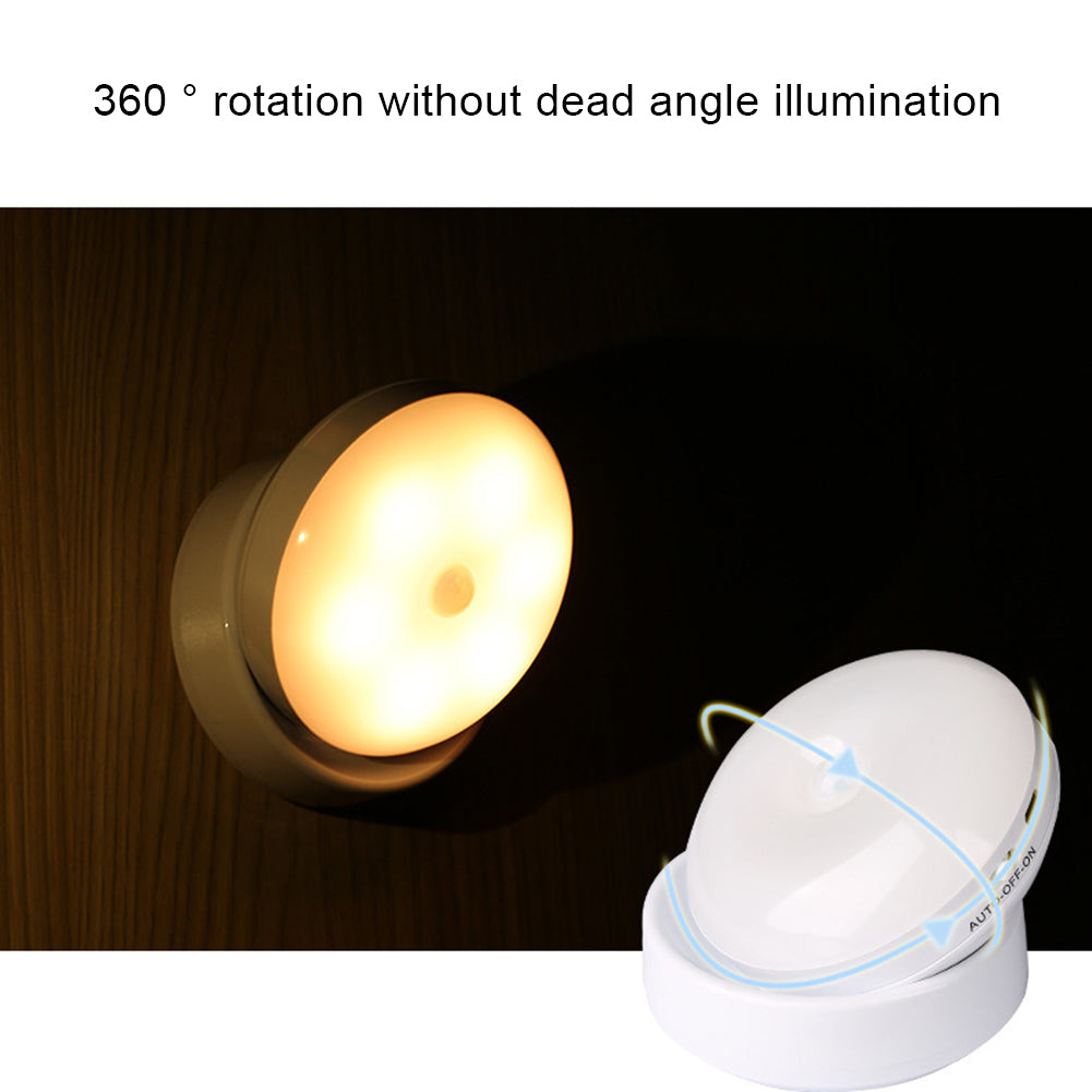 Led Wall Lamps 360 Rotated Motion Sensor Night Light Rechargeable Auto/On/Off Cabinet Light Flashlight Rechargeable model white