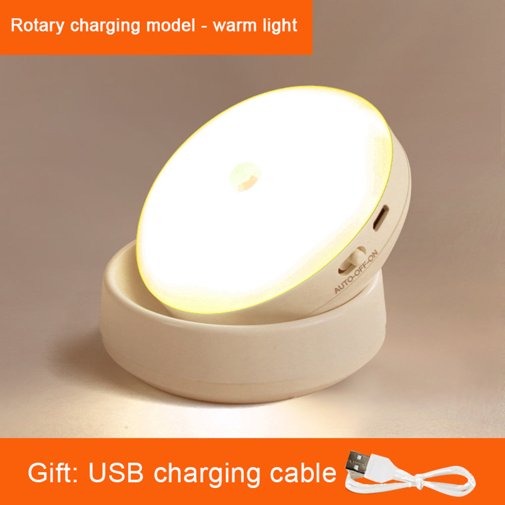 Led Wall Lamps 360 Rotated Motion Sensor Night Light Rechargeable Auto/On/Off Cabinet Light Flashlight Rechargeable model warm yellow