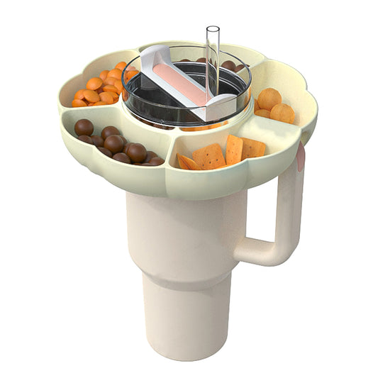 Silicone Snack Tray For 40 Oz Tumbler With Handle Cup Accessories Suitable For Parties Movies Shopping Driving Beige