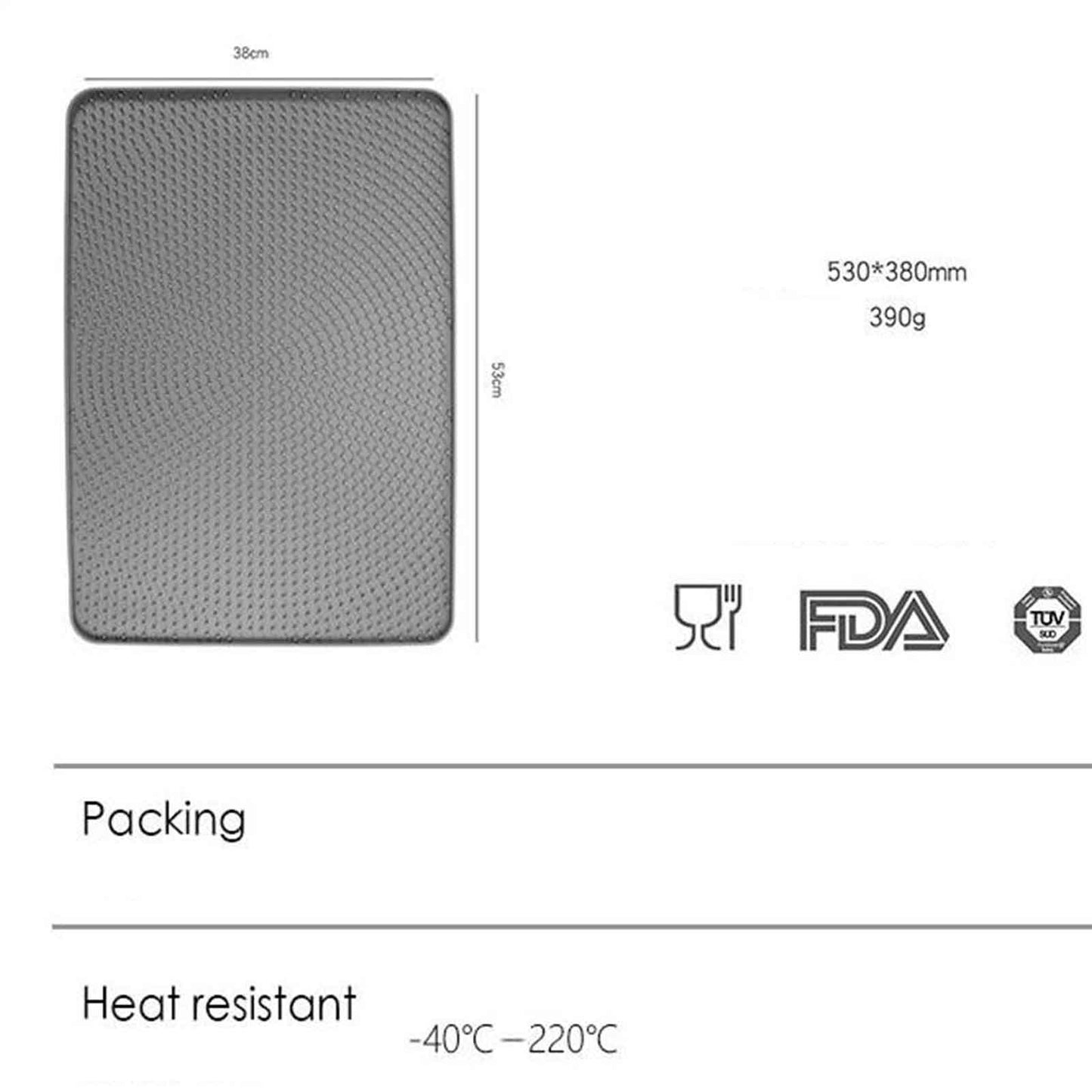 Pet Foldable Litter Mat Heat Resistant Temperature Food Grade Silicone Pet Feeding Mat For Cats Dogs (53 x 38cm) grey 53 x 38cm