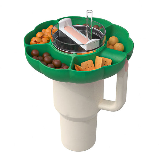 Silicone Snack Tray For 40 Oz Tumbler With Handle Cup Accessories Suitable For Parties Movies Shopping Driving green