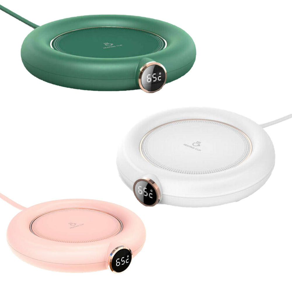 10W Mini Portable USB Electric Coffee Warmer With 3 Temperature Settings Digital Display For Heating Coffee Beverage Milk Tea Hot Chocolate pink