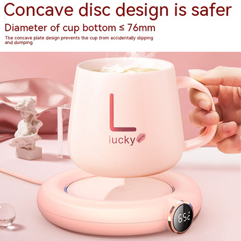 10W Mini Portable USB Electric Coffee Warmer With 3 Temperature Settings Digital Display For Heating Coffee Beverage Milk Tea Hot Chocolate pink