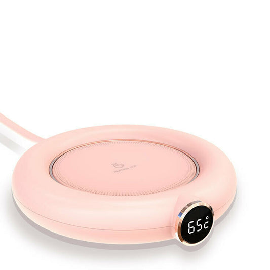 10W Mini Portable USB Electric Coffee Warmer With 3 Temperature Settings Digital Display For Heating Coffee Beverage Milk Tea Hot Chocolate pink