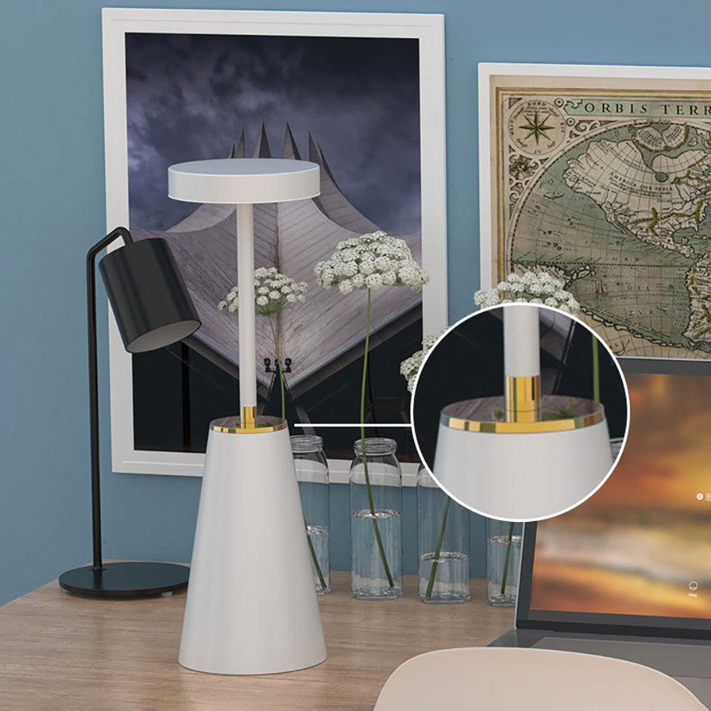 LED Desk Lamp Built-In 2000mAh Battery 3 Color Stepless Dimming Wireless Charging Touch Sensor Night Light Black