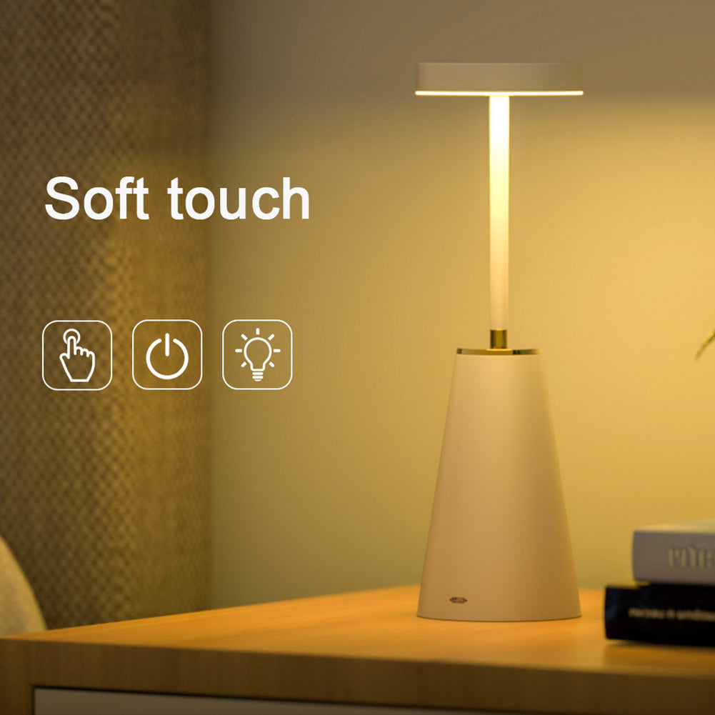 LED Desk Lamp Built-In 2000mAh Battery 3 Color Stepless Dimming Wireless Charging Touch Sensor Night Light Black