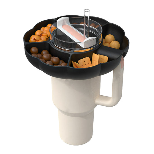 Silicone Snack Tray For 40 Oz Tumbler With Handle Cup Accessories Suitable For Parties Movies Shopping Driving black