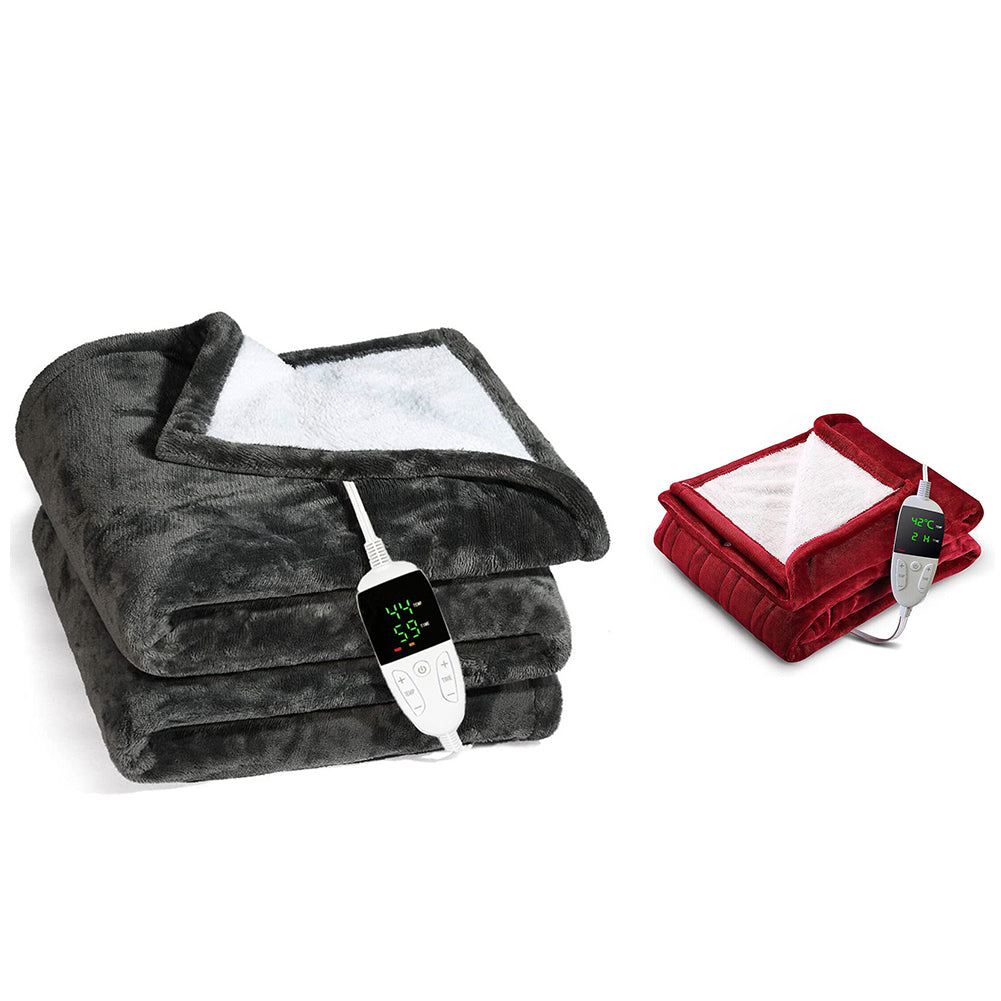 Electric Blanket 63"" x 51"" Super Soft Flannel Heated Blanket With 6 Heating Levels 2-4-6-10 Hours Auto Off Machine Washable EU Plug red