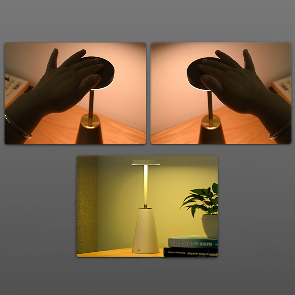 LED Desk Lamp Built-In 2000mAh Battery 3 Color Stepless Dimming Wireless Charging Touch Sensor Night Light Grey