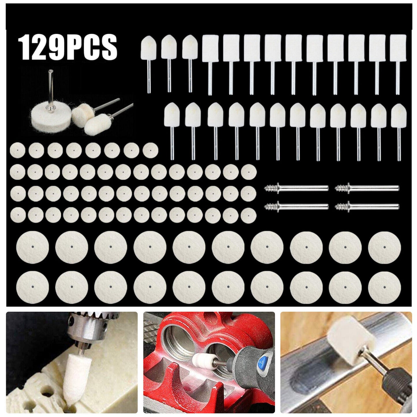 129pcs Polishing Wheels Set With 3.175mm Shank Rotary Tools Grinding Accessories For Gemstones Glass Ceramics 129PCS