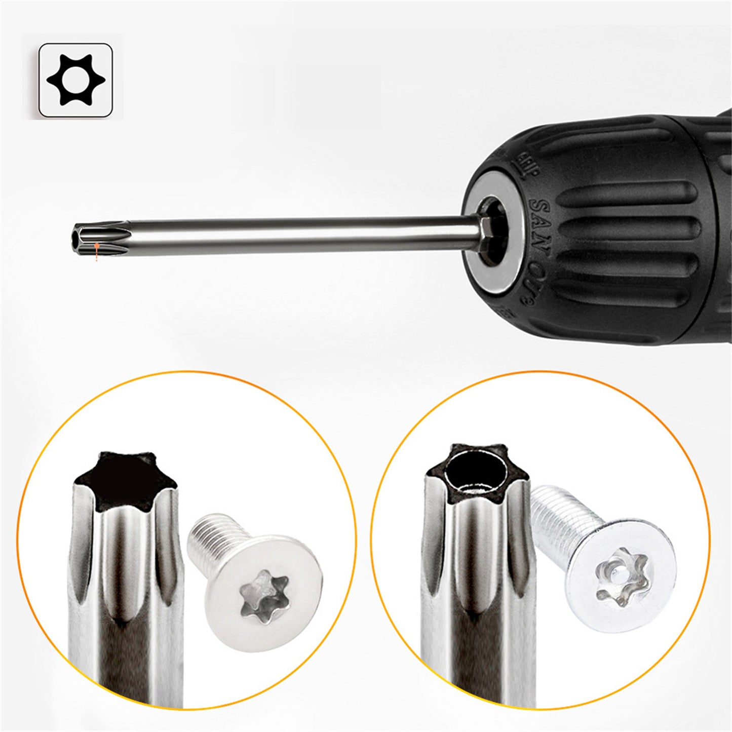 8Pcs Screwdriver Bit With 1/4'' Shank 150mm 200mm Screw Wrench Magnetic Star T8 T10 T15 T20 T25 T27 T30 T40 150mm