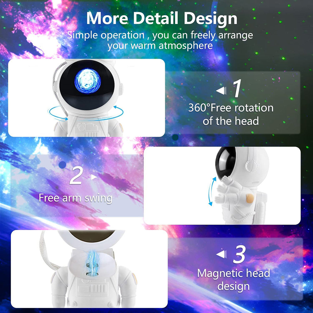DC5V 1A 3-in-1 Astronaut Star Projector With Remote Control Bluetooth-compatible Music Speaker USB Rechargeable Night Light Projector Colorful