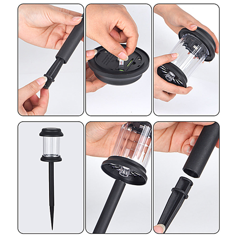 6 Pack LED Solar Lights Outdoor Waterproof Auto On/Off Glass Decorative 360° Lighting Garden Lights For Outside Landscape Walkway white light