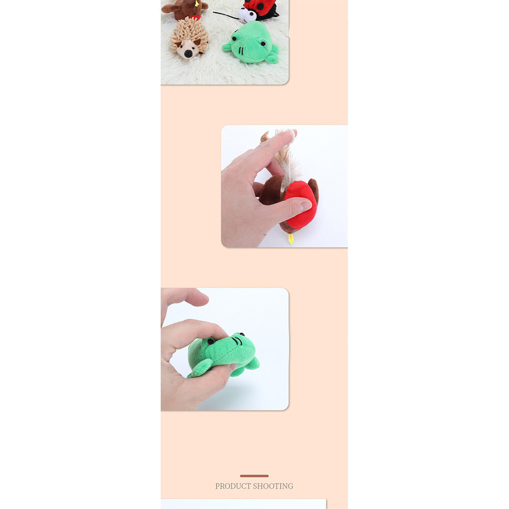 Cat Toys Simulation Hedgehog Bird Ladybird Frog Squeaky Interactive Plush Toys Pet Supplies For Small Dogs Puppy Kitten Ladybird