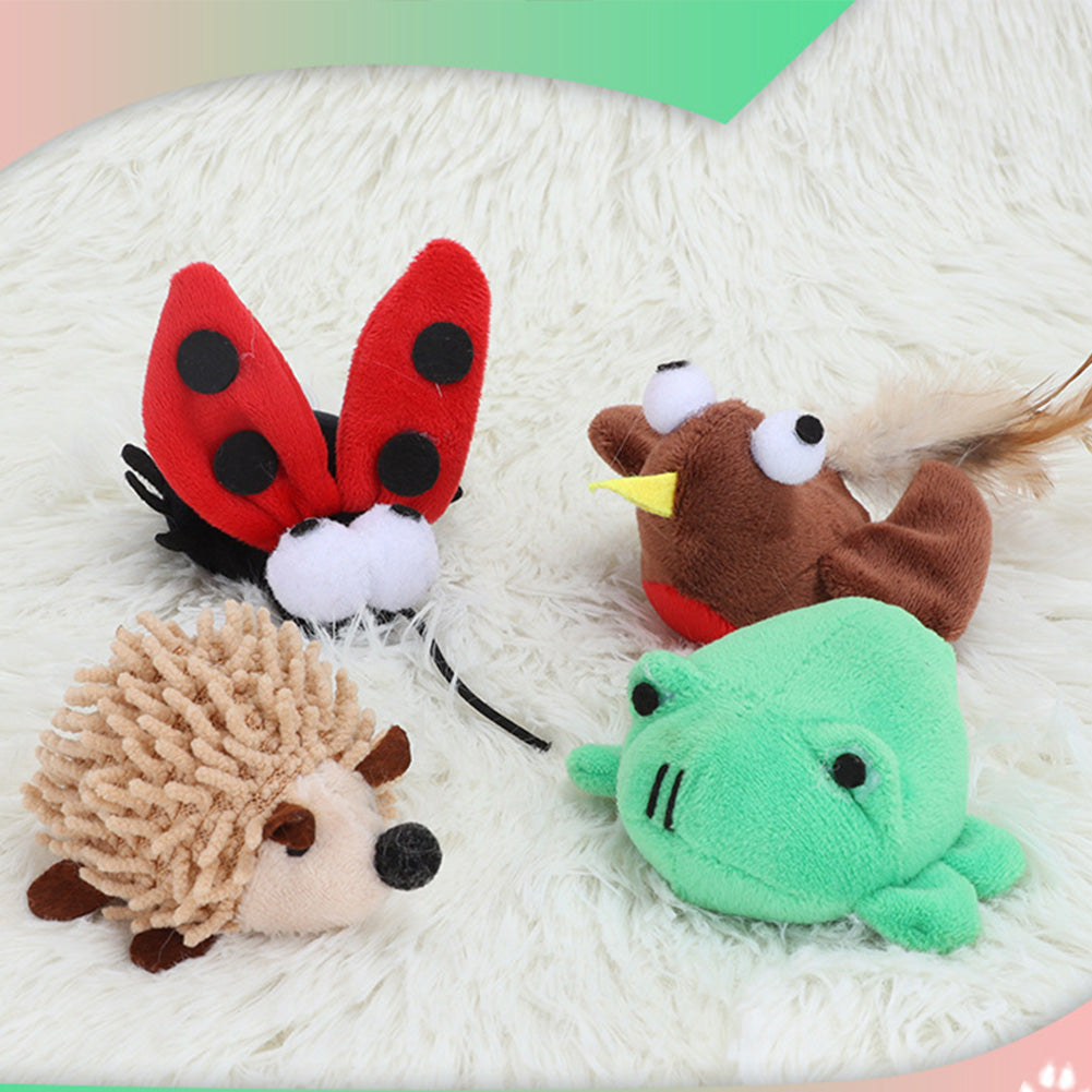 Cat Toys Simulation Hedgehog Bird Ladybird Frog Squeaky Interactive Plush Toys Pet Supplies For Small Dogs Puppy Kitten Bird
