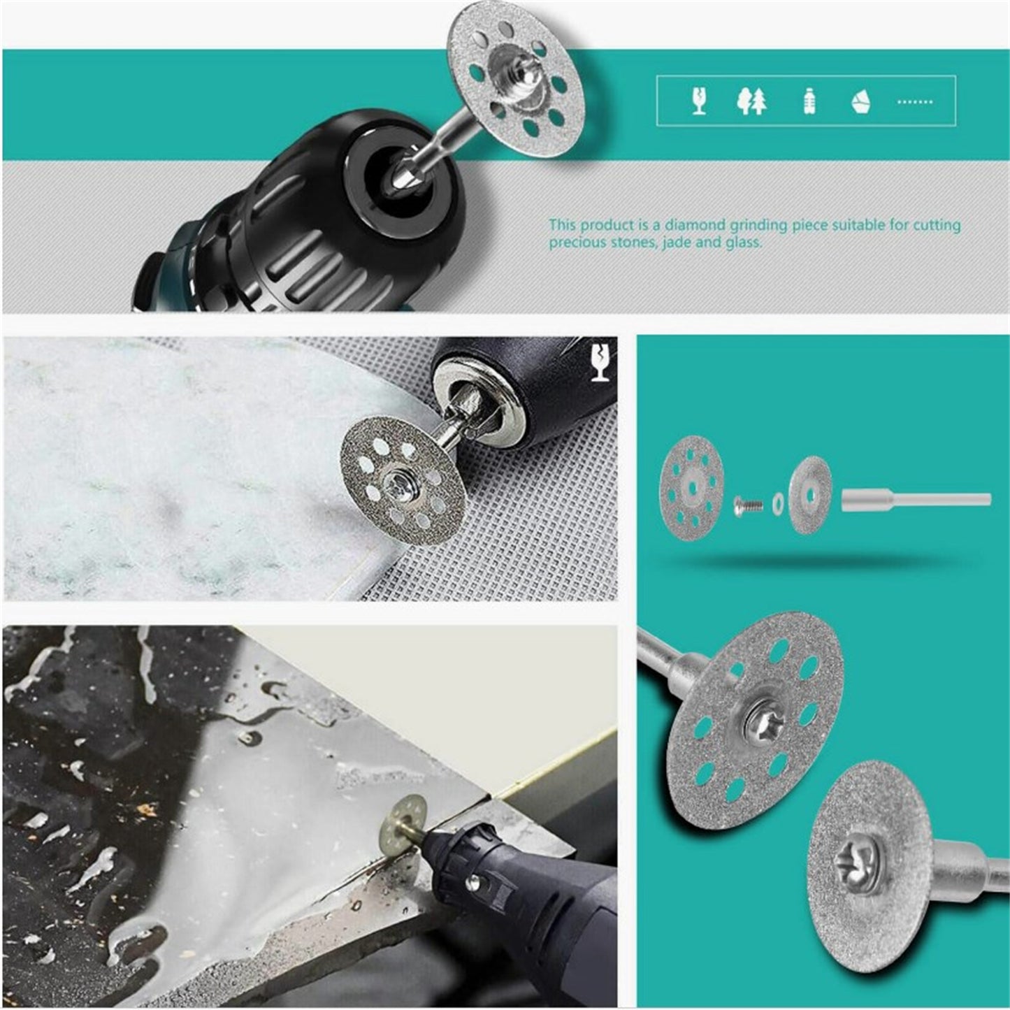 50Pcs Rotary Cutting Wheels Tool Kit With Mandrels Screwdrivers High Cutting Efficiency For Wood Glass Plastic Stone Metal 50pcs