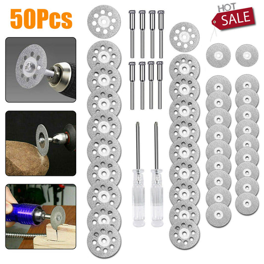 50Pcs Rotary Cutting Wheels Tool Kit With Mandrels Screwdrivers High Cutting Efficiency For Wood Glass Plastic Stone Metal 50pcs