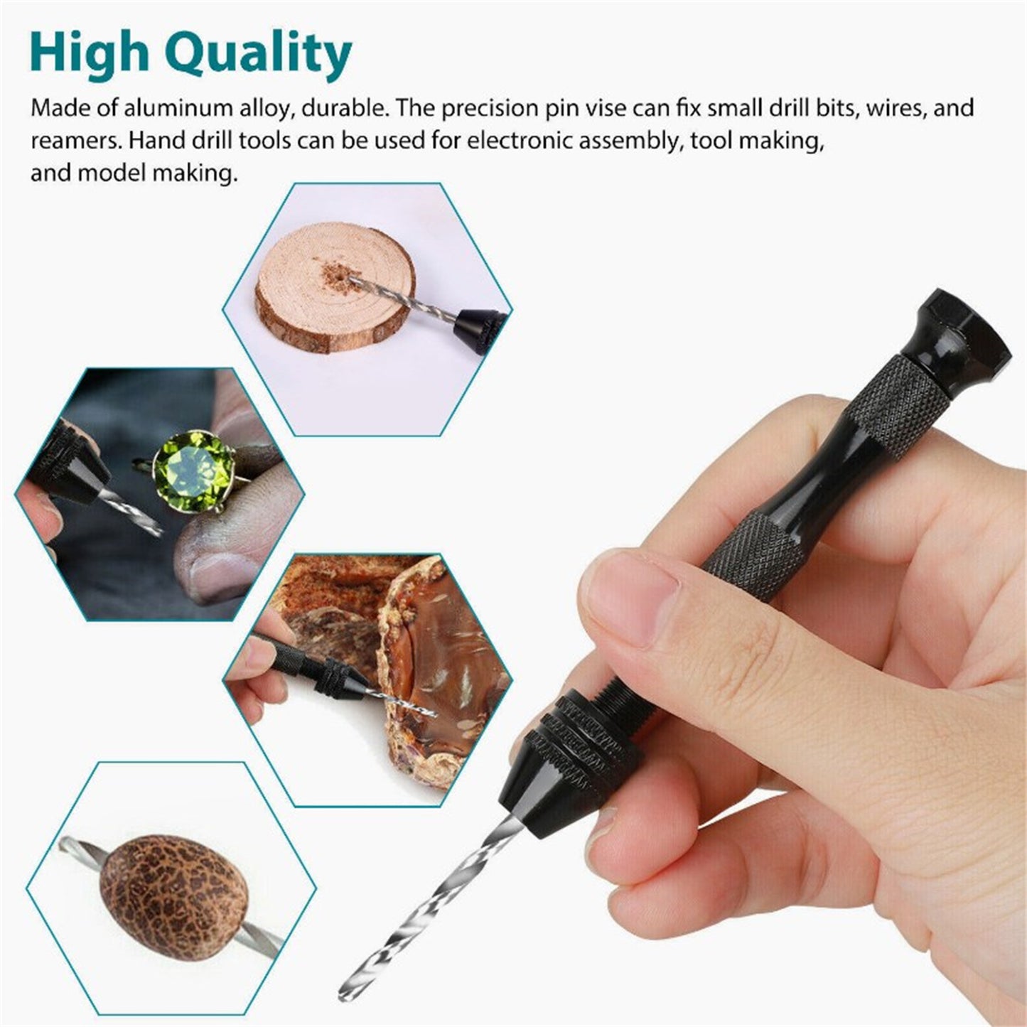 31 Pieces Hand Drill Bits Set Pin Vise Hand Drill With 30pcs Mini Drill Bits For DIY Jewelry Wood Resin PVC Plastic 31pcs