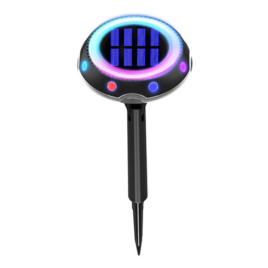 4W LED Solar Garden Light Built-in Solar Panel Weatherproof Color Changing Outdoor Courtyard Lamp For Fence Pathway Trees Garden Yard Round spot model