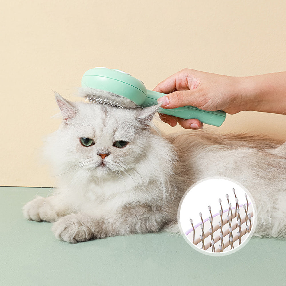 Cat Brush For Shedding Dog Brush With Release Button Self Cleaning Hair Brush Hair Remover Tool Grooming Kit Pet Supplies green