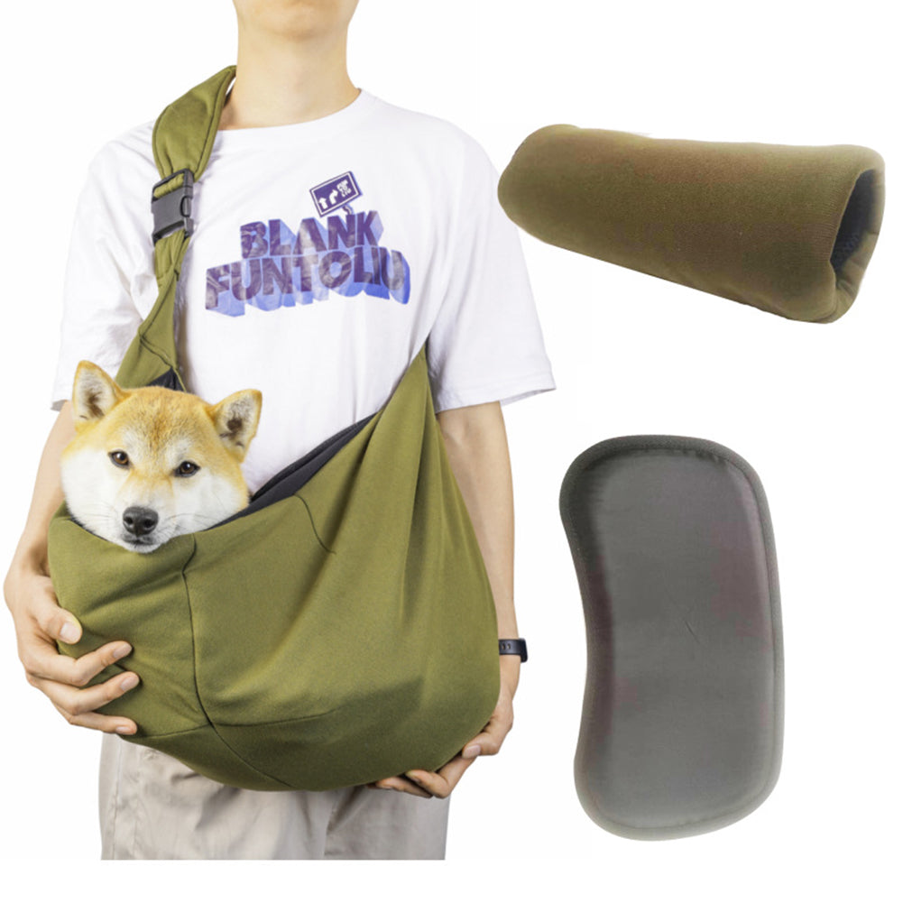 Pet Sling Carrier With Adjustable Shoulder Strap Soft Breathable Shoulder Messenger Bag Pet Supplies For Dogs Cats ArmyGreen