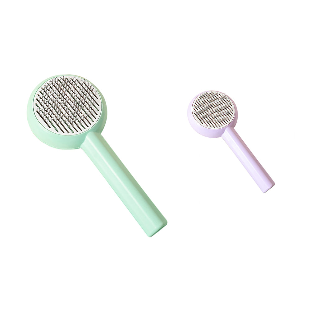 Cat Brush For Shedding Dog Brush With Release Button Self Cleaning Hair Brush Hair Remover Tool Grooming Kit Pet Supplies green