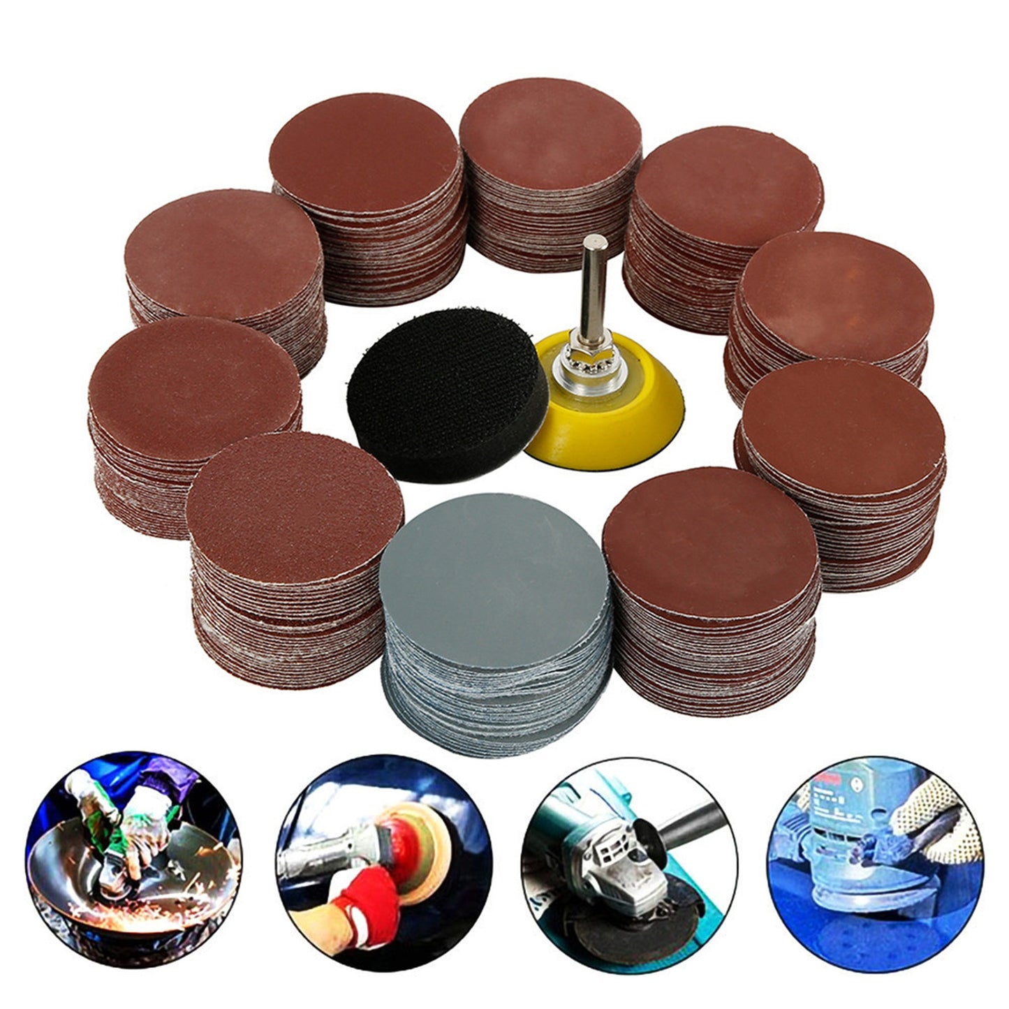 203 Pieces 2 Inch Sanding Disc 80-3000 Sandpaper Hook Loop Sanding Pads For Drill Grinder Rotary Tools 203pcs