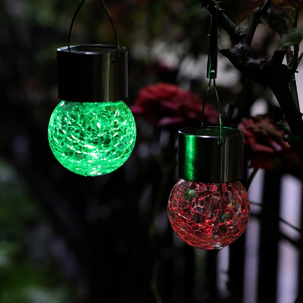 5pcs LED Cracked Glass Ball Light With Solar Panels Stainless Steel Hooks Solar Powered Hanging Lamp For Wedding Christmas Home Party Garden Patio Decor Warm White