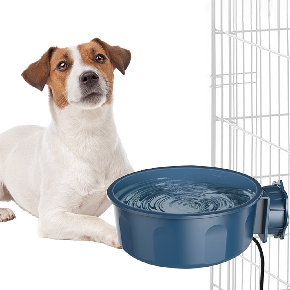 10w Heated Pet Bowl Hanging Heated Water/Food Dish 20 OZ Capacity Cat Dog Thermal-Bowl For Puppies Cats Rabbits Critters dark blue